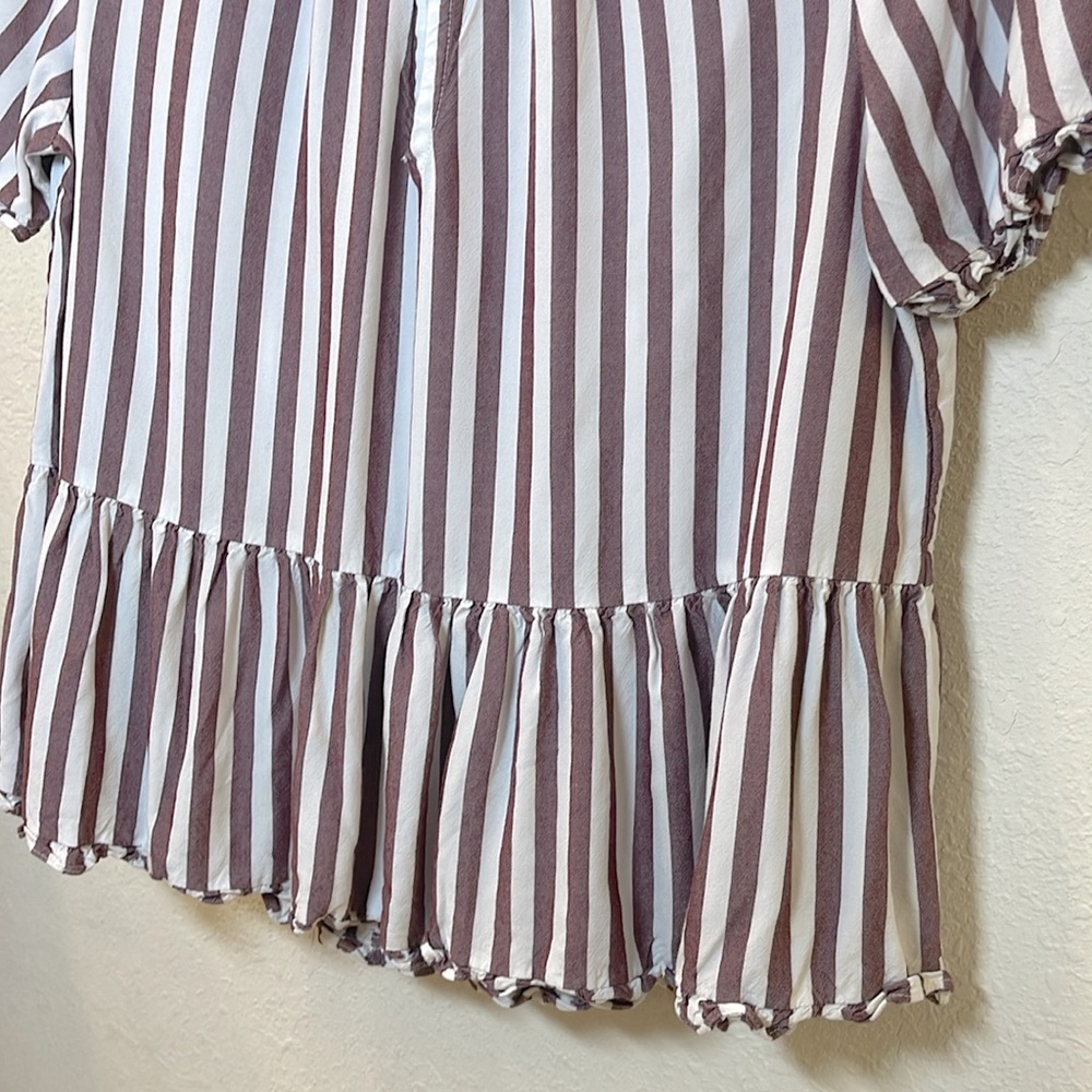 Madewell Stanza Ruffle-Hem Top in Stripe Sz S - Picture 8 of 12